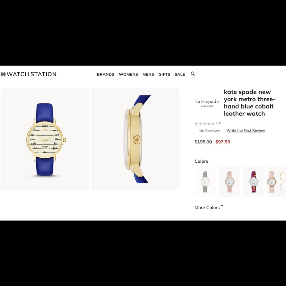 NEW Kate Spade Metro Cobalt Blue Leather Watch - Picture 6 of 6
